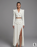 Taylor | White Cropped Blazer Set